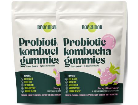 Two packages of BoochBob Probiotic Kombucha Gummies
