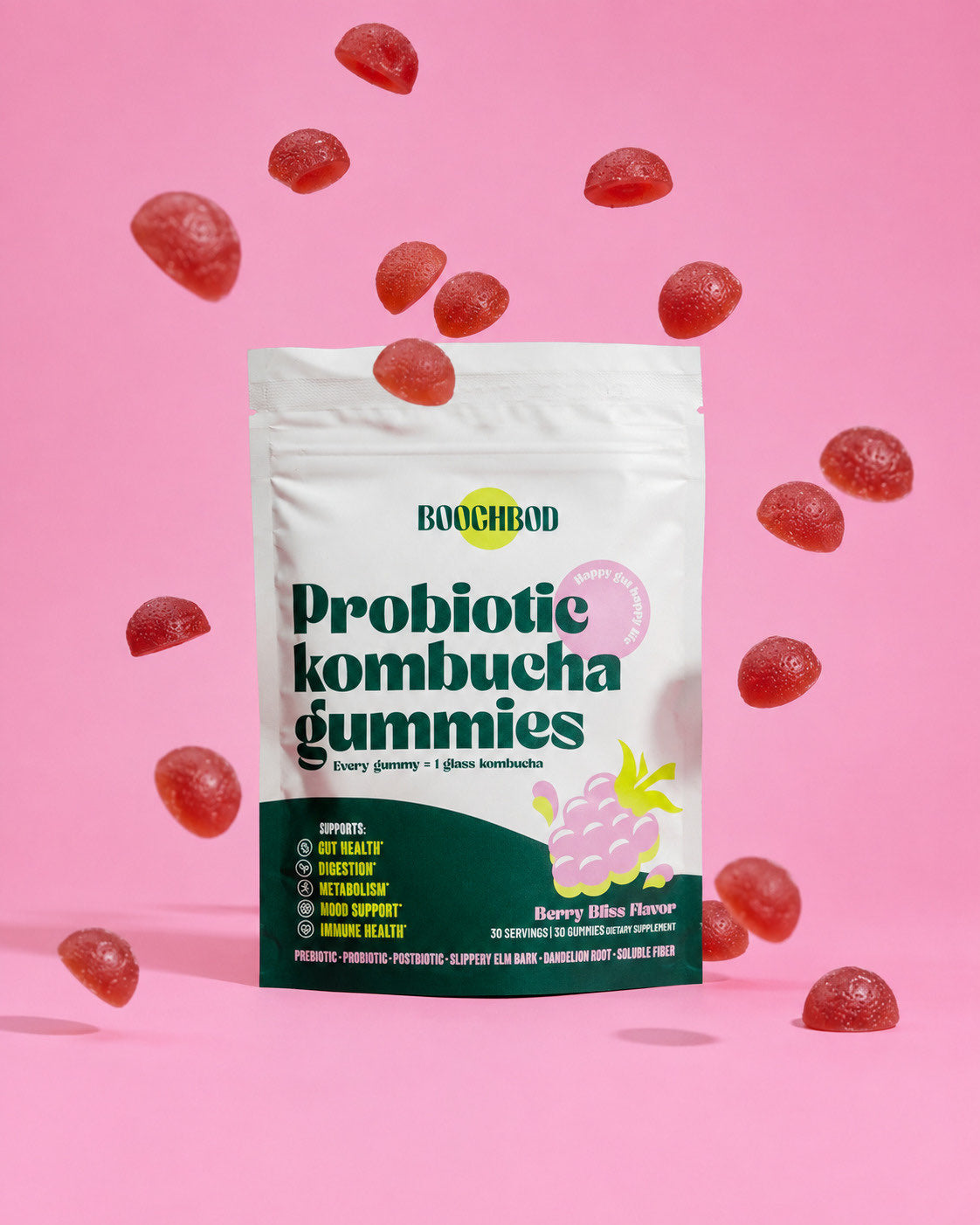 BoochBod Probiotic Kombucha Gummies