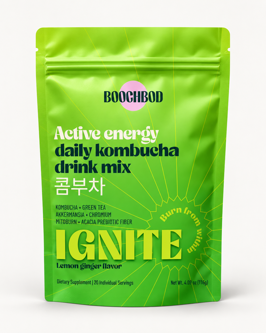BoochBod Ignite Kombucha Drink Mix – Lemon Ginger