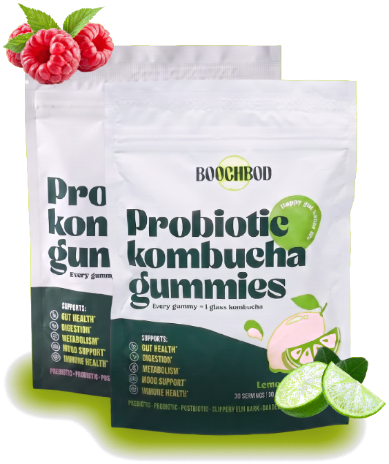 BoochBod probiotic kombucha gummy packs